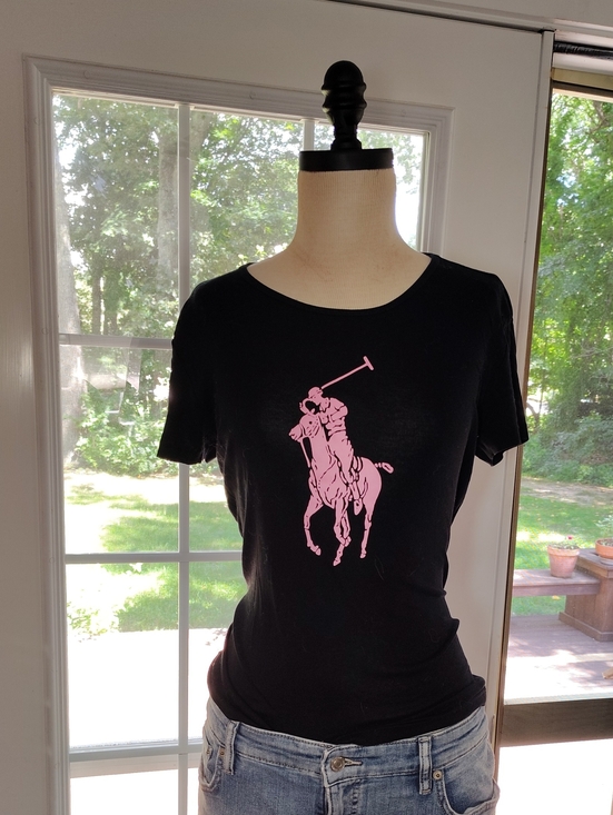 Ralph Lauren Tops - Ralph Lauren Black Short-Sleeve Tee with Pink Polo Player
